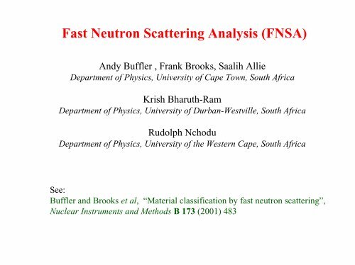 Fast Neutron Scattering Analysis - University of Cape Town