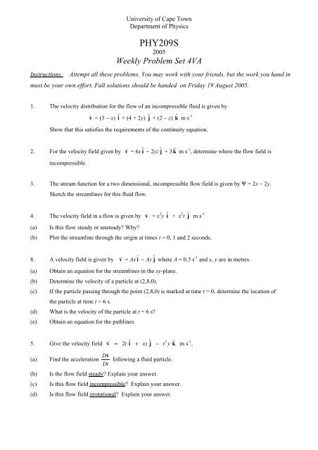 Weekly Problem Set 4 - University of Cape Town