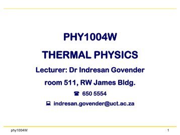 phy1004 thermal physics