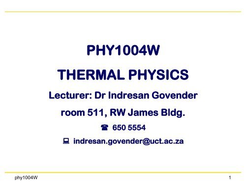 phy1004 thermal physics