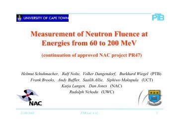 Measurement of Neutron Fluence at Energies from 60 to 200 MeV