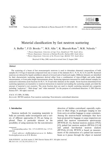 Material classification by Fast Neutron Scattering Analysis