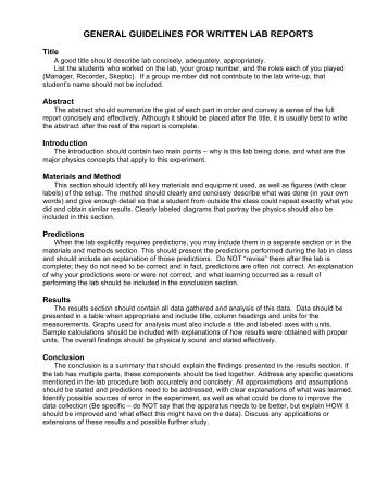 Results section of lab report