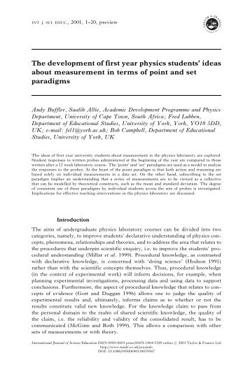 ideas about measurement in terms of point and set paradigms