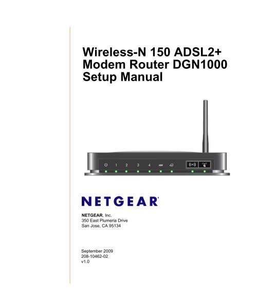 Wireless-N 150 ADSL2+ Modem Router DGN1000 Setup ... - netgear