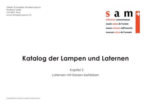 Katalog der Lampen und Laternen - Verein Schweizer Armeemuseum