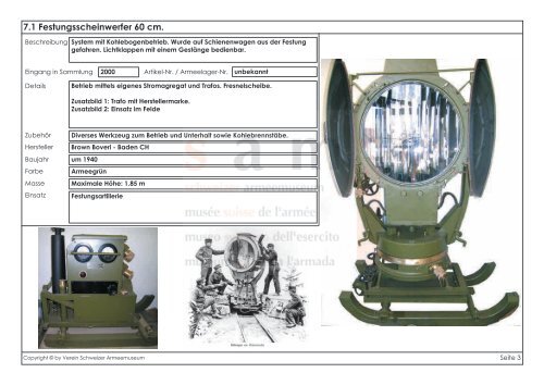 Katalog der Lampen und Laternen - Verein Schweizer Armeemuseum