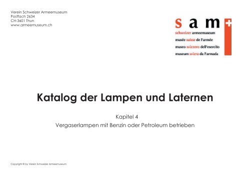 Katalog der Lampen und Laternen - Verein Schweizer Armeemuseum