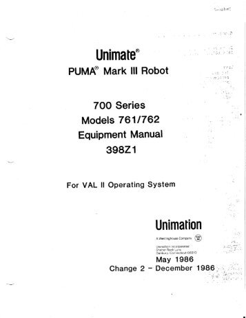 Unimate® PUMA® Mark III Robot 700 Series ... - Flash Intro Page