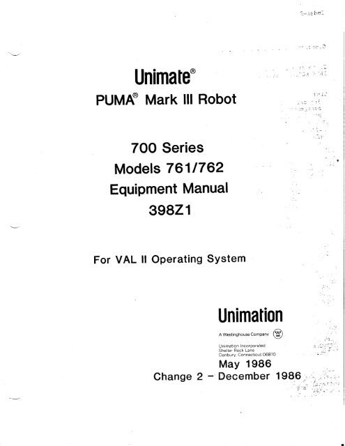 Unimate® PUMA® Mark III Robot 700 Series ... - Flash Intro Page