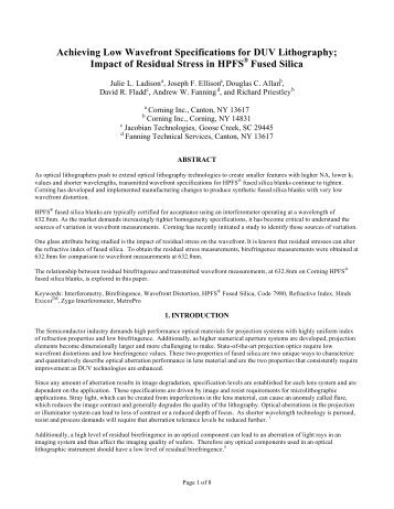 Impact of Residual Stress in HPFS Fused Silica