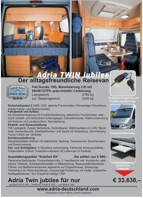 Adria Twin jubilee für nur € 33.638 - M/S VisuCom GmbH