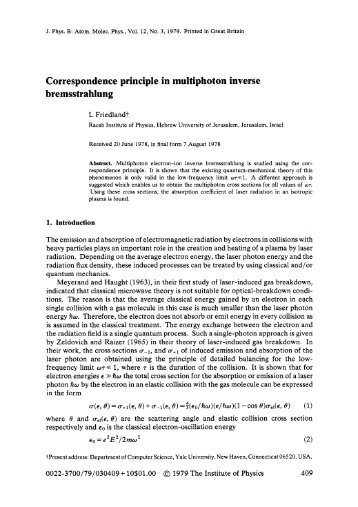 J. Phys. B: Atom. Molec. Phys., Vol. 12, No. 3, 1979. Printed in Great ...