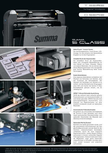 Schneideplotter Datenblatt