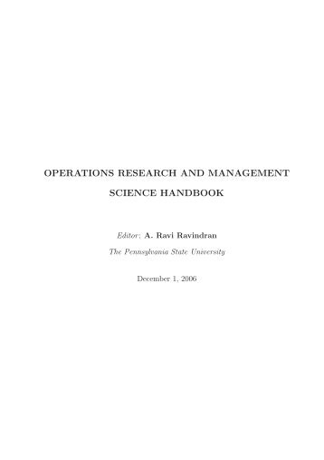 operations research and management science handbook