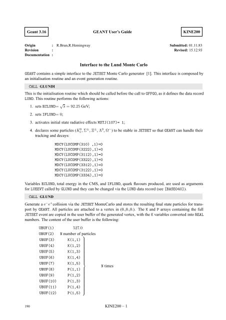 CERN Program Library Long Writeup W5013 - CERNLIB ...