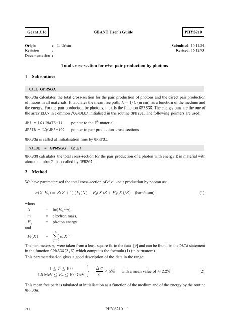 CERN Program Library Long Writeup W5013 - CERNLIB ...