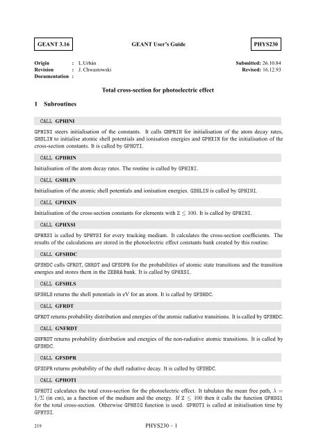 CERN Program Library Long Writeup W5013 - CERNLIB ...