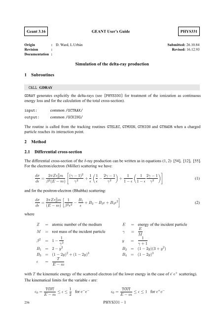 CERN Program Library Long Writeup W5013 - CERNLIB ...