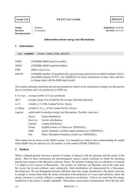 CERN Program Library Long Writeup W5013 - CERNLIB ...