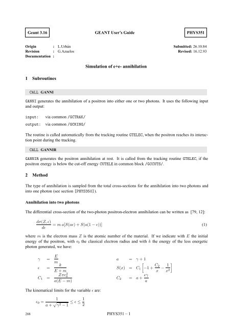 CERN Program Library Long Writeup W5013 - CERNLIB ...