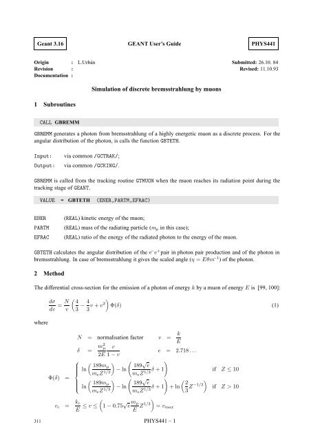 CERN Program Library Long Writeup W5013 - CERNLIB ...