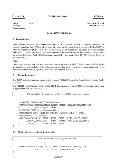 CERN Program Library Long Writeup W5013 - CERNLIB ...