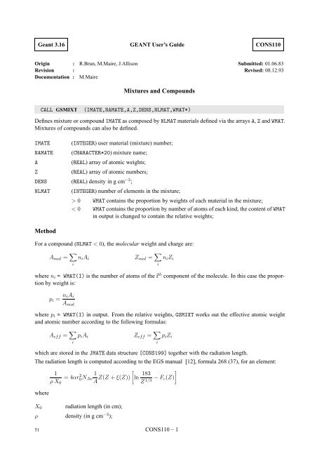 CERN Program Library Long Writeup W5013 - CERNLIB ...