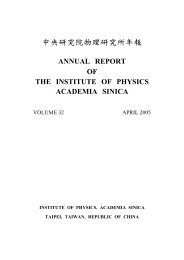 2004 Annual Report Vol.32 - 中研院物理研究所- Academia Sinica