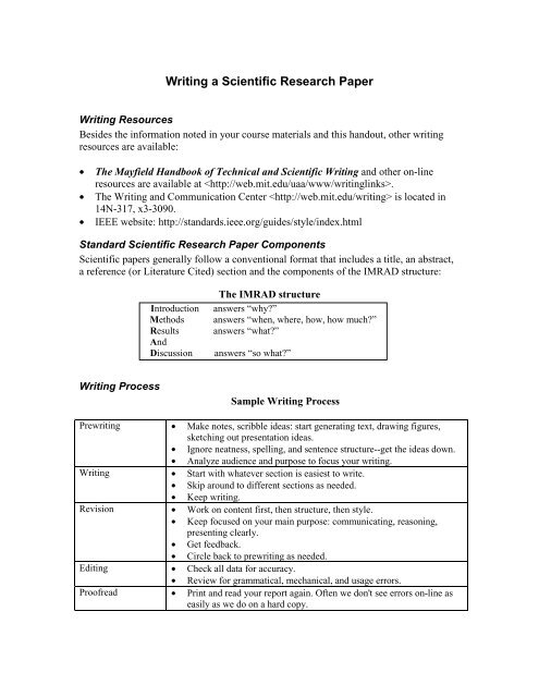 vocabulary for writing scientific papers