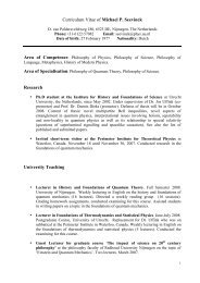 Curriculum Vitae of Michael P. Seevinck Research University ...