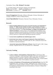 Curriculum Vitae of Dr. Michael P. Seevinck Research University ...