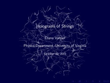 Holograms of Strings - Department of Physics - University of Virginia