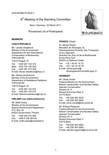 Provisional List of Participants - Eurobats