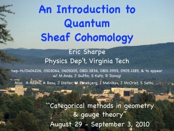 An Introduction to Quantum Sheaf Cohomology - Physics - Virginia ...