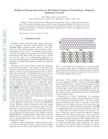 Models of Strong Interaction in Flat-Band Graphene Nanoribbons ...