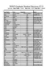 TENT Graduate Student Directory S'13