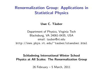 Renormalization Group: Applications in Statistical Physics I-II