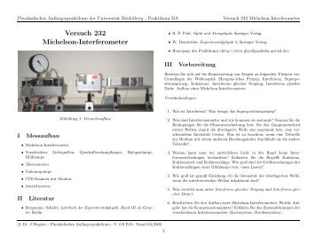 Versuch 232 Michelson-Interferometer - Physikalisches Institut ...