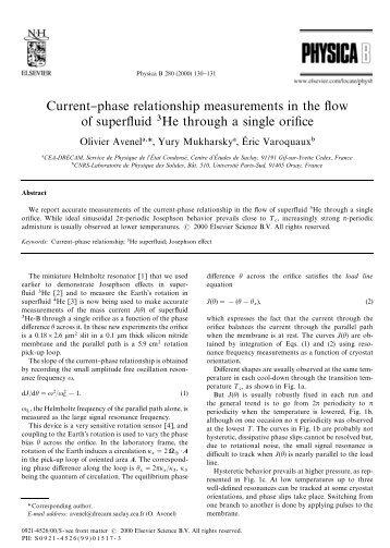 Currentâphase relationship measurements in the flow of ... - Physics