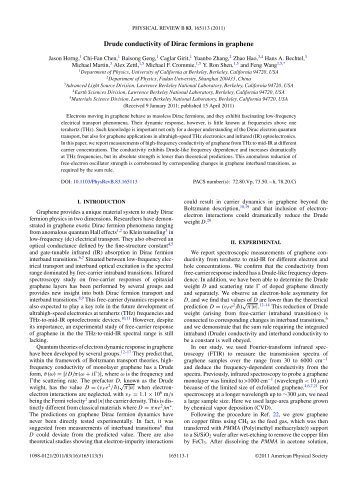 Drude conductivity of Dirac fermions in graphene - APS Link ...