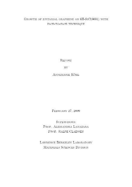 Growth of epitaxial graphene on 6H-SiC(0001) with face-to ... - Physics