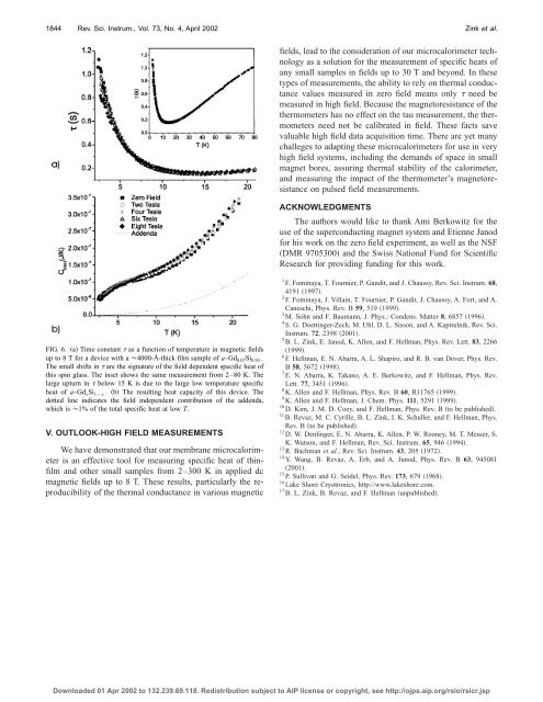 Thin film microcalorimeter for heat capacity measurements ... - Physics