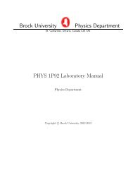 Brock University Physics Department PHYS 1P92 Laboratory Manual