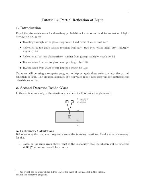 Tutorial worksheet