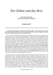 Der Zehnte und das Brot - Schriften zur Bibel auf eaglerocks.de
