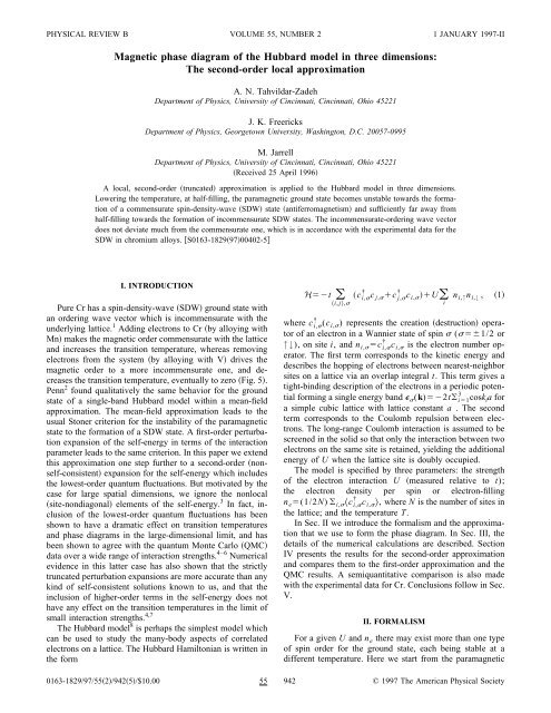 Magnetic phase diagram of the Hubbard model in three dimensions ...
