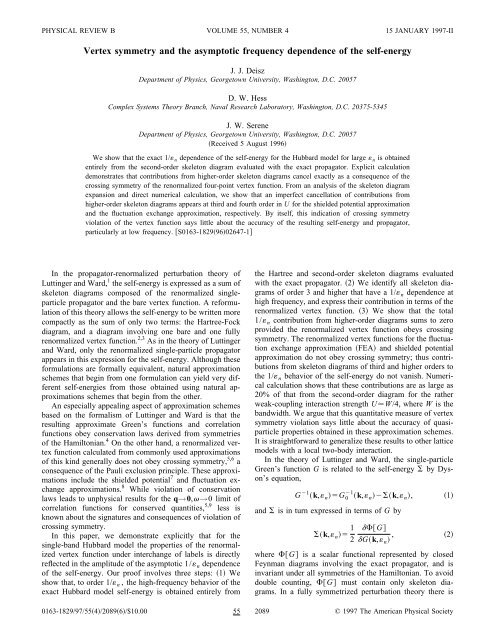 Vertex symmetry and the asymptotic frequency dependence of the ...