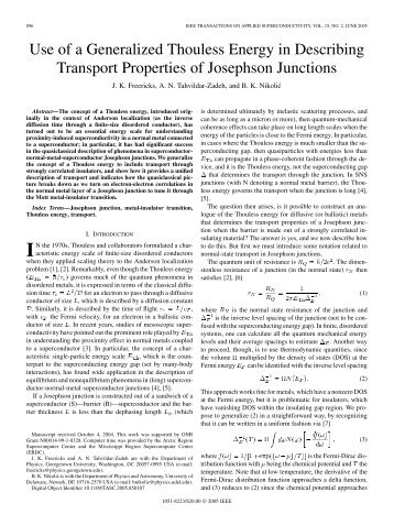 Use of a Generalized Thouless Energy in Describing ... - IEEE Xplore