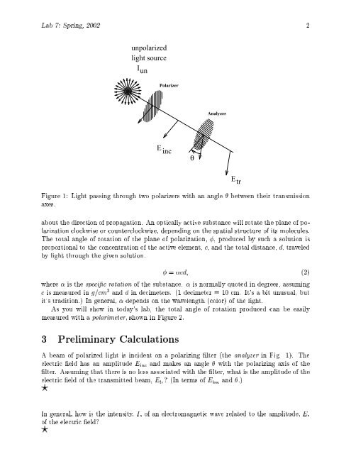 1 NAME: SECTION: PARTNER: Lab 7. Polarization of Light ... - Physics